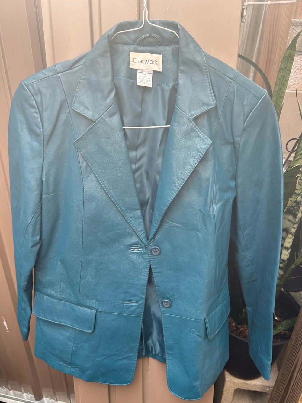 Chadwicks Teal Leather Blazer Jacket